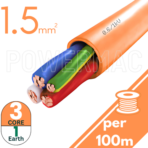 1.5mm 3C+E Orange Circular Cable PVC/PVC 0.6/1kV