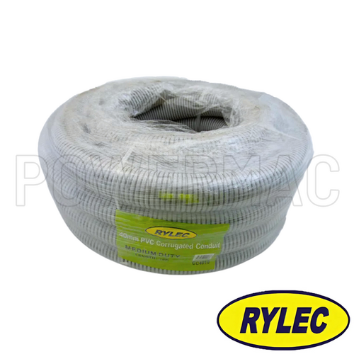 40mm x 25mtrs Corrugated Conduit - Grey, Medium Duty