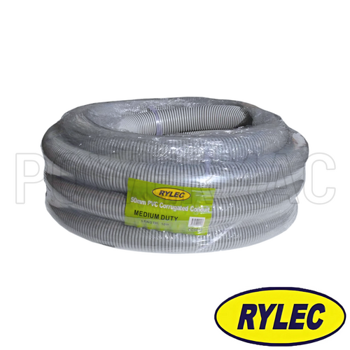 50mm x 25mtrs Corrugated Conduit - Grey, Medium Duty