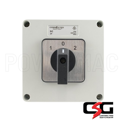 Changeover Surface Switch 3 Position, 3 Pole, 25A 500V AC, IP55