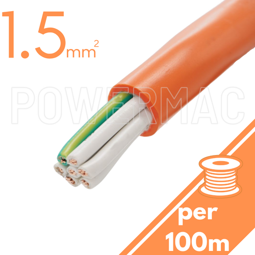 1.5mm 6C+E Control Cable PVC/PVC 0.6/1KV - Orange Sheath