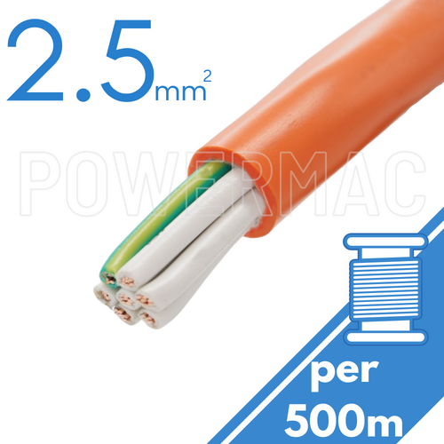 2.5mm 8C+E Control Cable  PVC/PVC 0.6/1KV - Orange Sheath