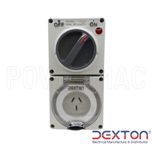 Dexton Combination Switched Outlet 3 Pin 20A Flat