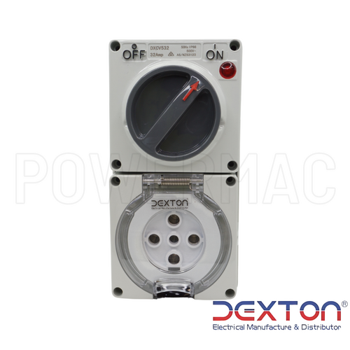 Dexton Combination Switched Outlet 5 Pin 32A Round