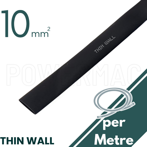 10mm - 5mm Black Thin Wall Heat Shrink - 1m Length