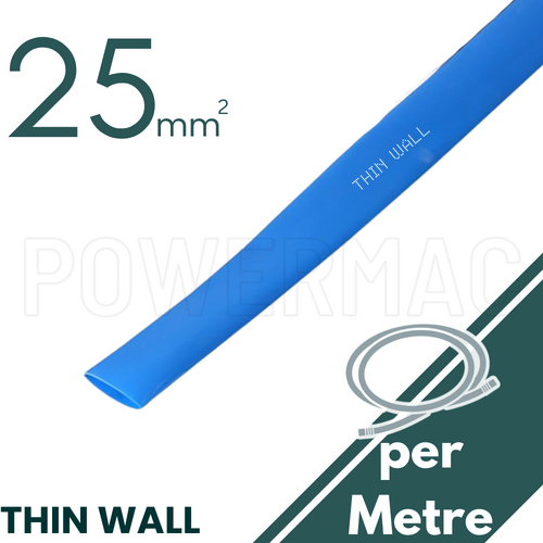 25mm - 12.5mm Blue Thin Wall Heat Shrink - 1m Length