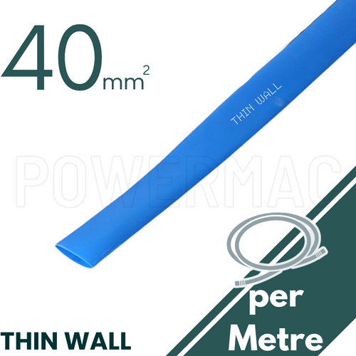 40mm - 20mm  Blue Thin Wall Heat Shrink - 1m Length