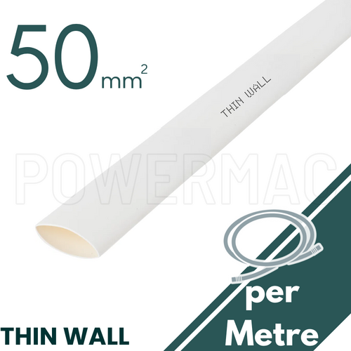 50mm - 25mm White Thin Wall Heat Shrink - 1m Length