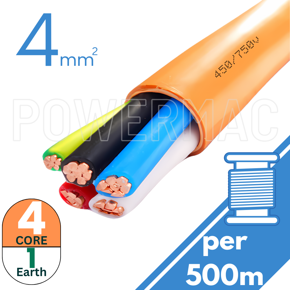 4mm 4C+E Orange Circular Cable PVC/PVC 450V/750V