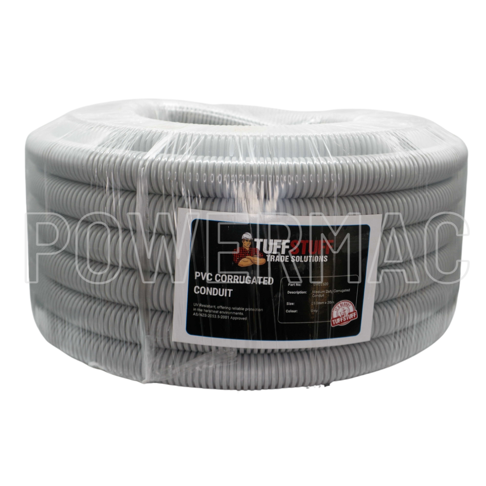 25mm x 20mtrs Corrugated Conduit - Grey