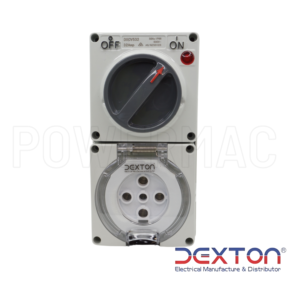 Dexton Combination Switched Outlet 5 Pin 32A Round