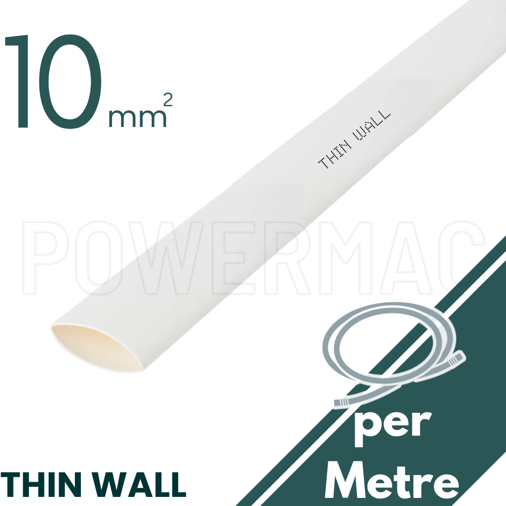 10mm - 5mm White Thin Wall Heat Shrink - 1m Length