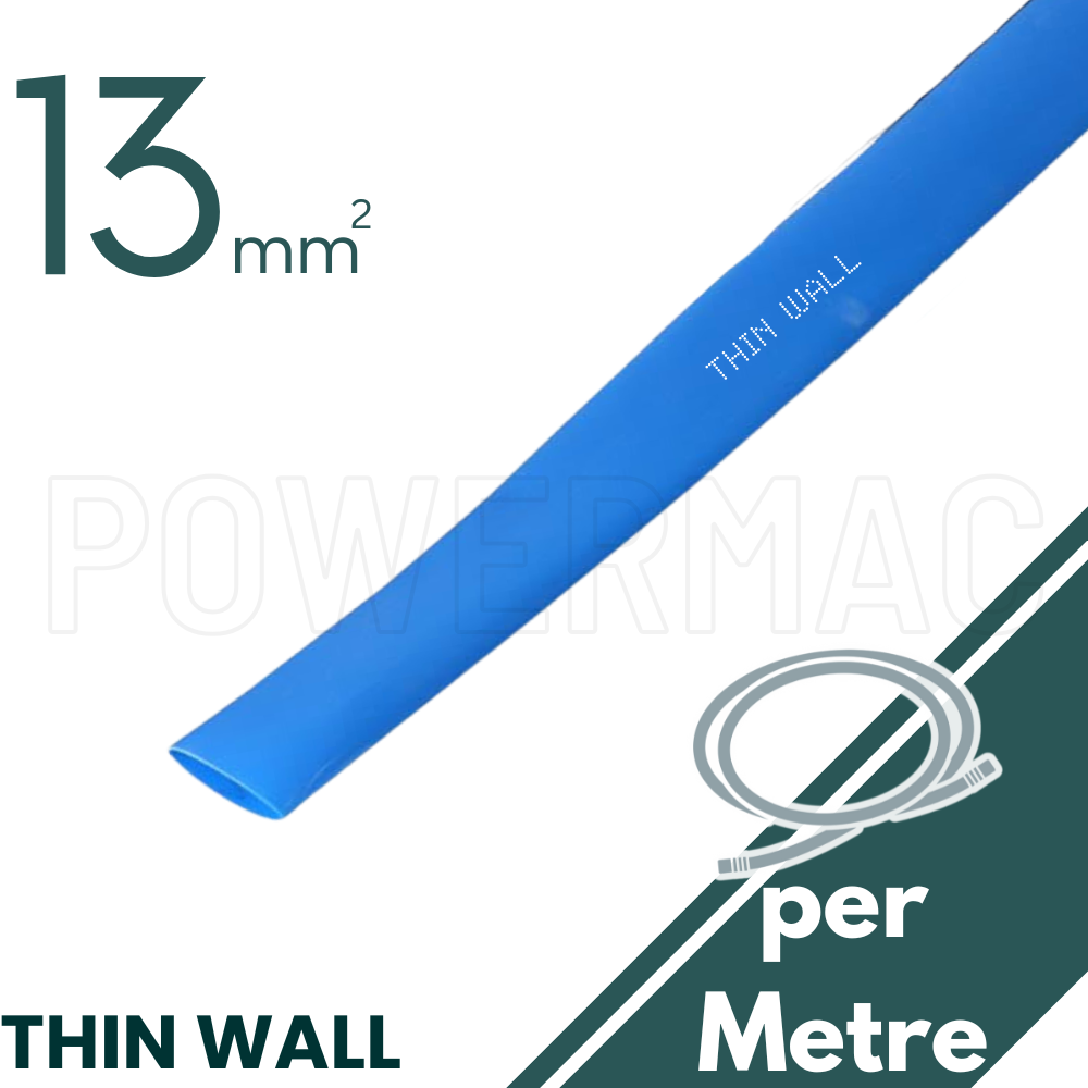 13mm - 6.5mm Blue Thin Wall Heat Shrink - 1m Length