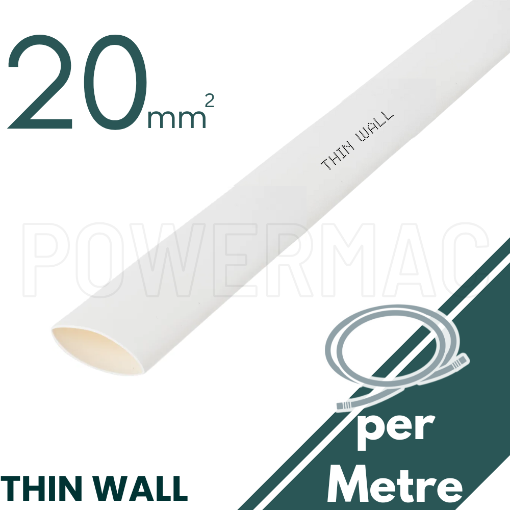 20mm - 10mm White Thin Wall Heat Shrink - 1m Length